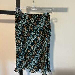 Worthington Black and Blue Floral Maxi Skirt